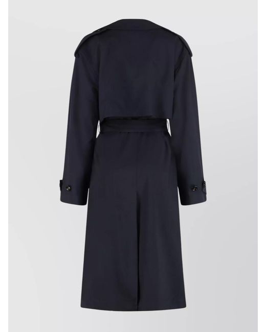 Bottega Veneta Blue Belted Double-Breasted Wool Trench Coat