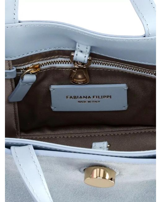 Fabiana Filippi Blue Suede Shoulder Bag Eclissi Detail