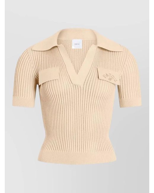 Patou Natural Cotton Embroidered Knitted Polo Shirt