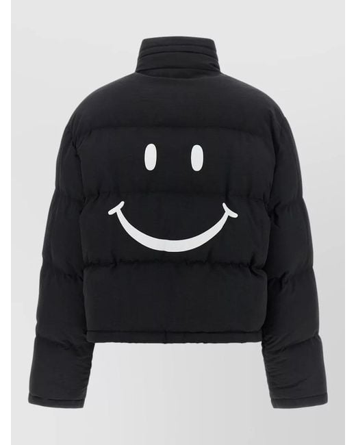 Moschino Blue Smiley Face Padded Bomber Jacket