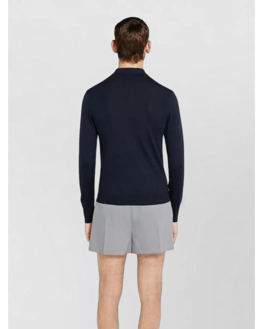 Gucci Blue Long Sleeve Polo Shirt Chest Pocket for men