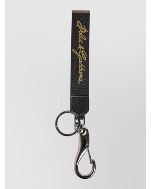 Dolce & Gabbana White Dg Logo Polyester Nylon Keychain for men