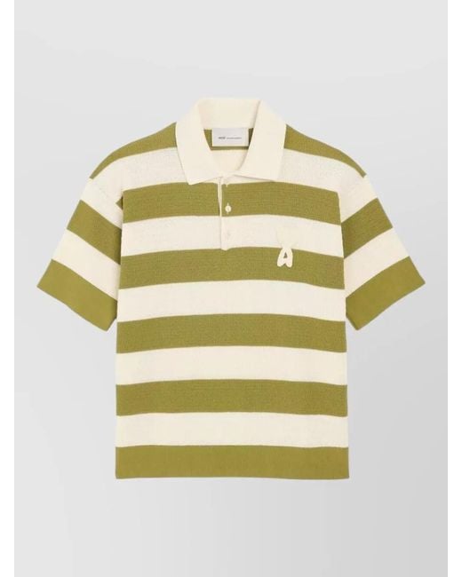 AMI Yellow Polo Shirt Collar Short Sleeves Striped for men