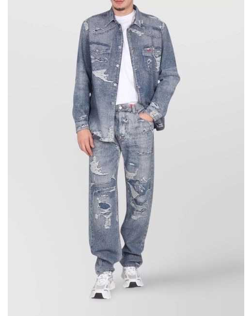 DIESEL Blue Denim Shirt for men