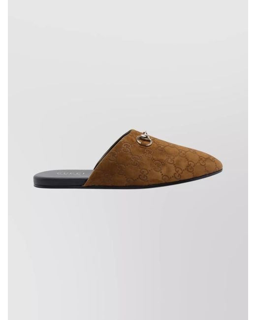 Gucci White Suede Leather Horsebit Mules for men
