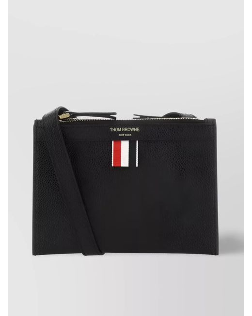 Thom Browne Black Leather Mini Crossbody Bag
