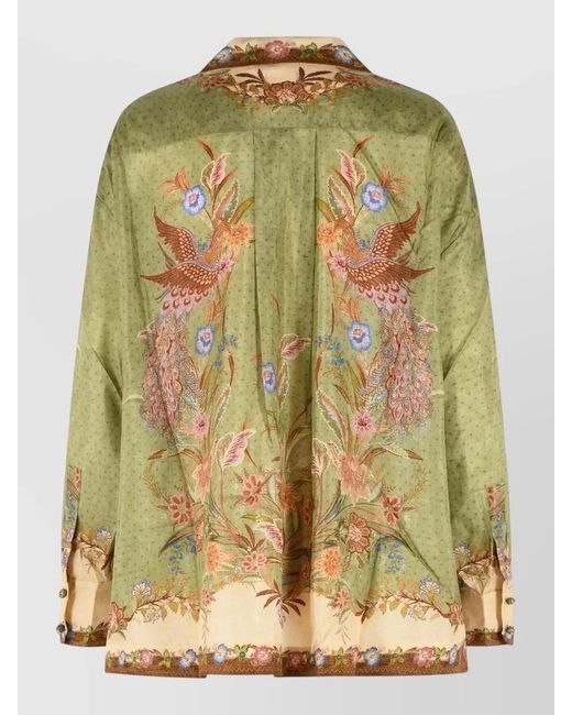 Zimmermann Multicolor Indra Silk Shirt Floral Long Sleeves