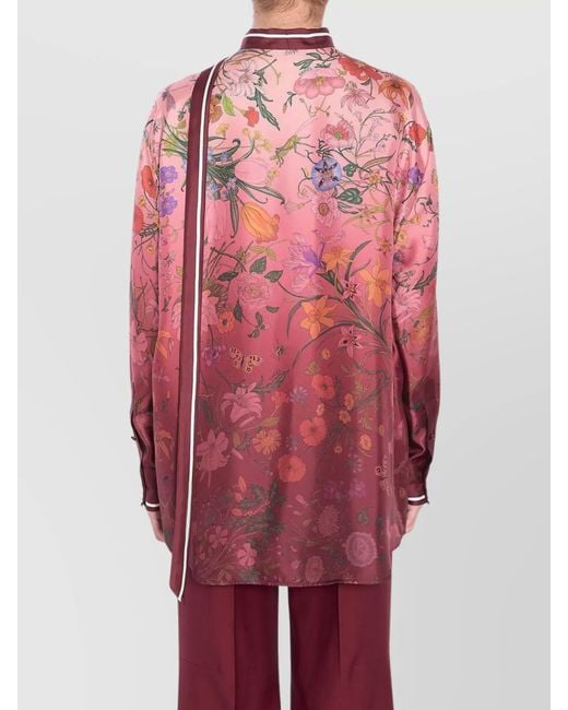 Gucci Red Silk Shirt With Flora Print