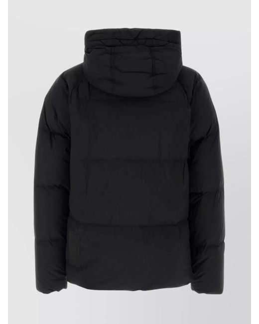 C P Company Black Nylon Down Jacket With Hood And Pockets for men
