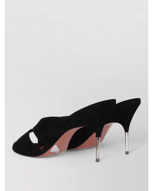 AMINA MUADDI Black Leather Stiletto-Heel Mules