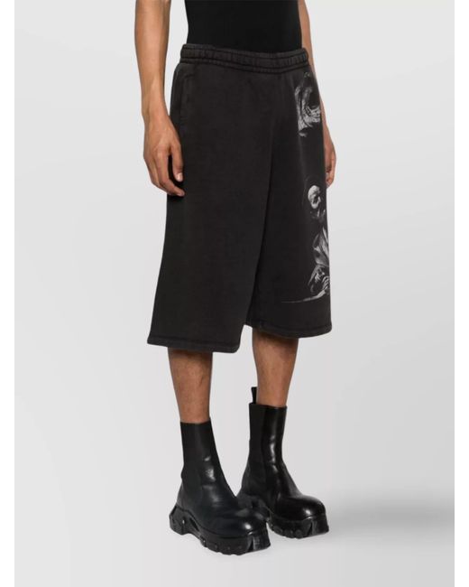 Off-White c/o Virgil Abloh Black Printed Cotton Knee-Length Bermuda Shorts for men