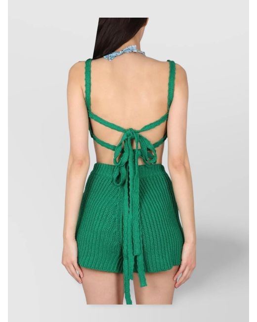 Alanui Green Cotton Bralette