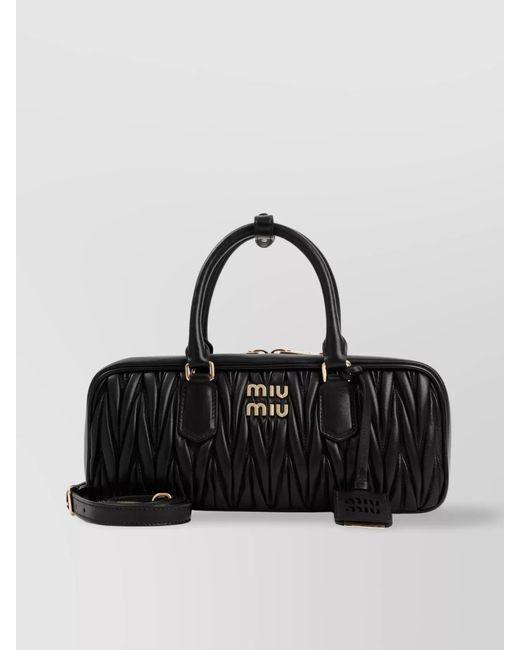 Miu Miu Black Arcadie Lamb Leather Shoulder Bag