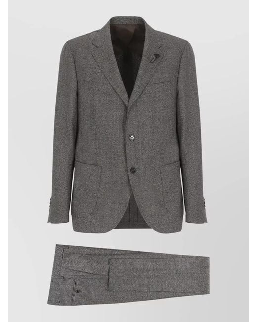 Lardini Gray Wool Single Breasted Suit for men