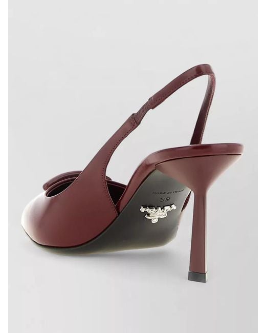 Prada Pink Leather Slingback Mules Metal Logo Heel
