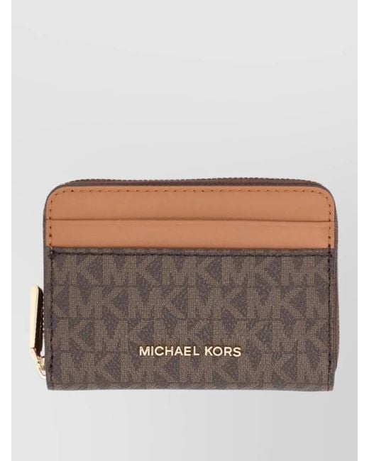 Michael Kors Gray Logo Zip Around Wallet Multiple Card Slots