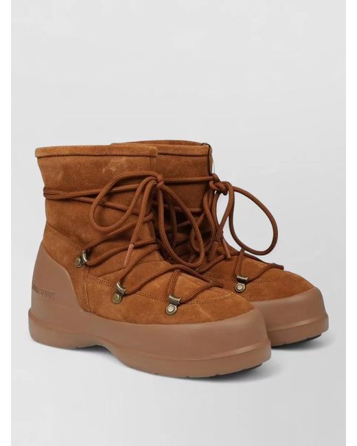 Moon Boot Brown Ankle Boots Suede Upper Round Toe Rubber