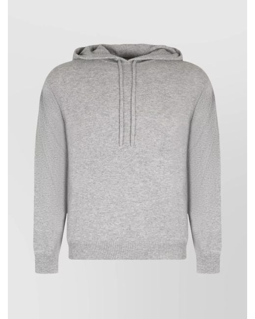 LeKasha Gray Cashmere Knitted Hoodie for men