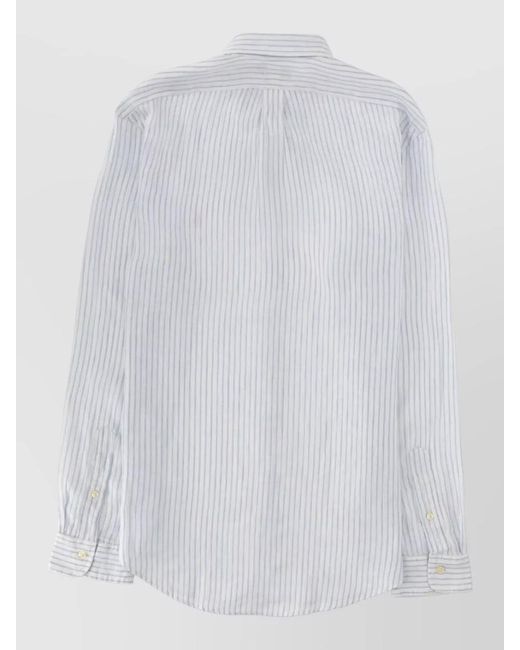 Polo Ralph Lauren White Linen Logo-Print Shirt for men