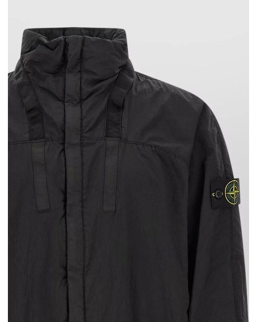Stone Island Gray Nylon Watro Bomber Jacket High Collar for men