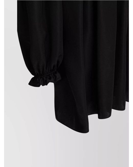Balenciaga Black Silk Lace-Up Blouse