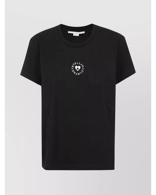 Stella McCartney Black Cotton Regular-Fit Logo-Print T-Shirt