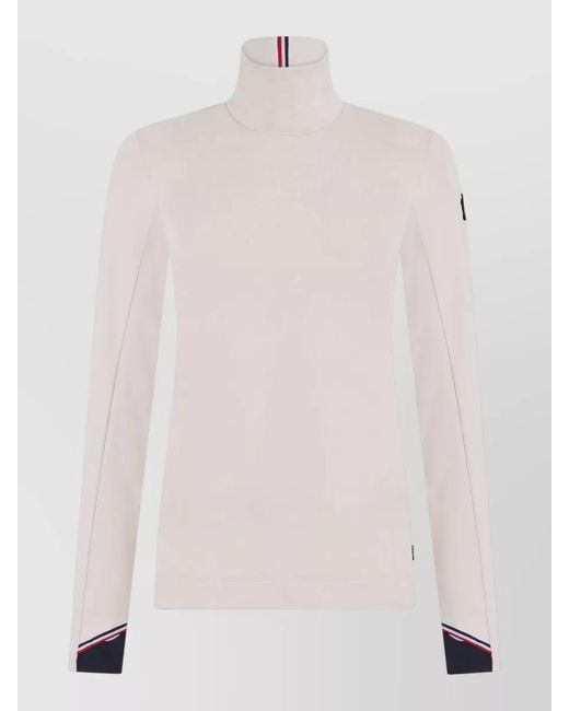 Moncler Pink Turtleneck Sweater Logo Detail Contrast Cuffs