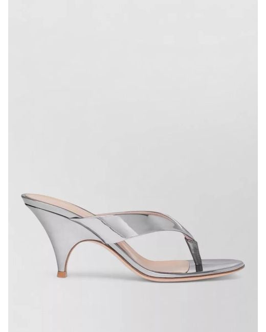Gianvito Rossi Pink Sofia Thong Metallic Leather Heel Sandals