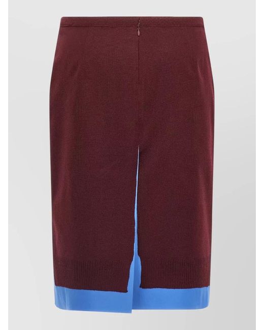 Miu Miu Purple Wool Midi Skirt Double Layer Slit