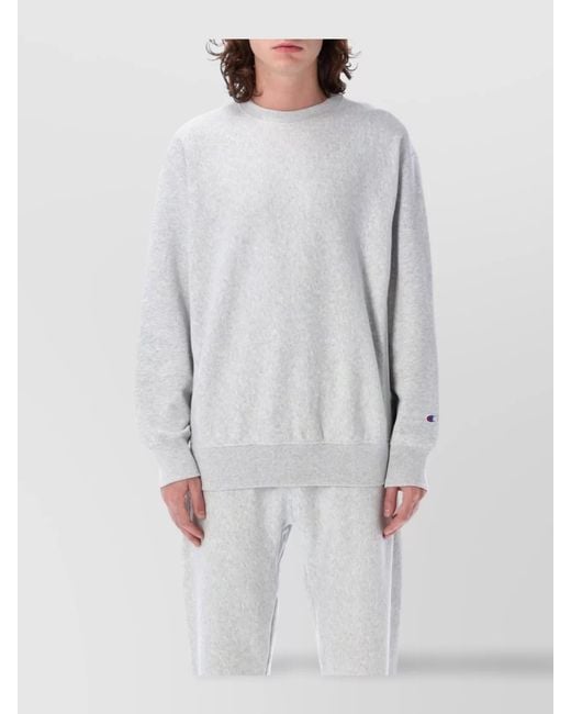 Champion Gray Cotton Blend Relaxed Fit Crewneck Sweatshirt for men