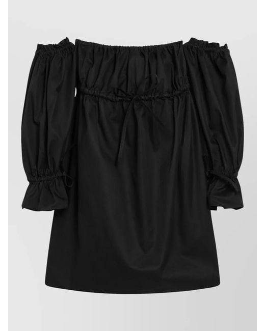 Saint Laurent Black Off Shoulder Mini Dress Elastic Neckline