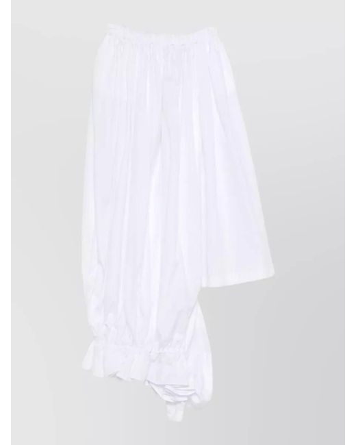 Comme des Garçons White Cotton Skirt Asymmetric Hem Ruffled Design