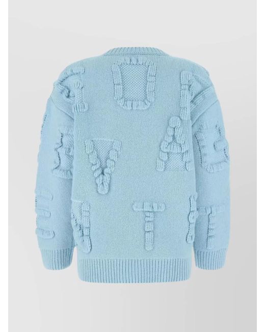 Bottega Veneta Blue Ribbed Oversized Wool Jumper