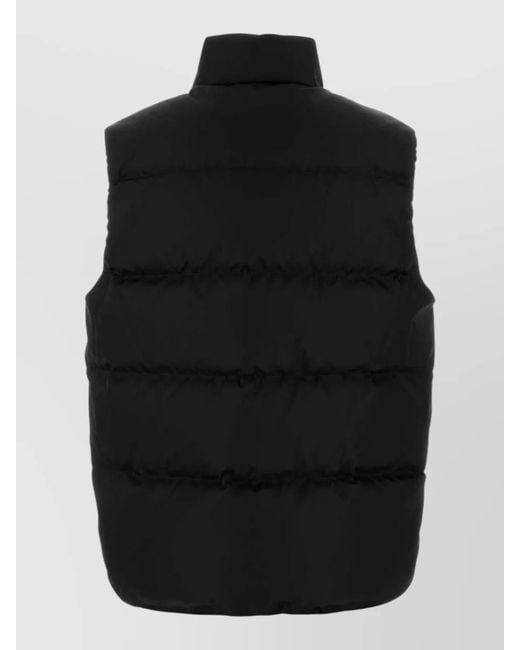 Prada Black Re-Nylon Down Jacket High Collar Pockets
