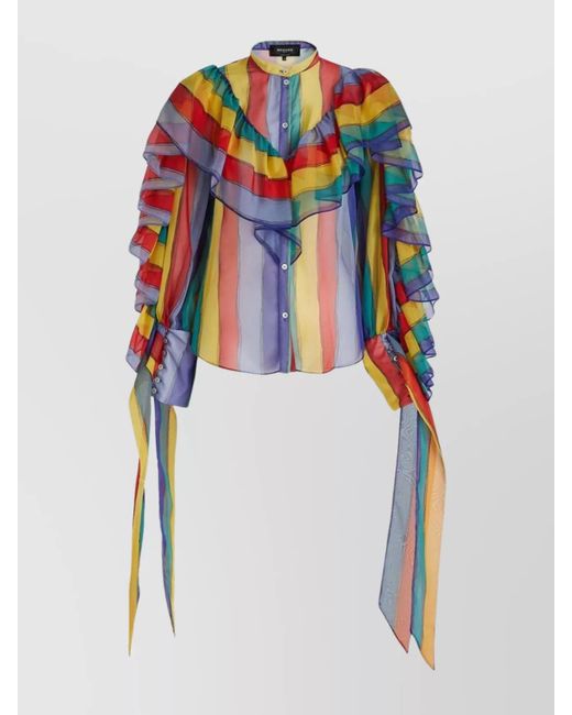 Rochas Blue Ruffled Blouse