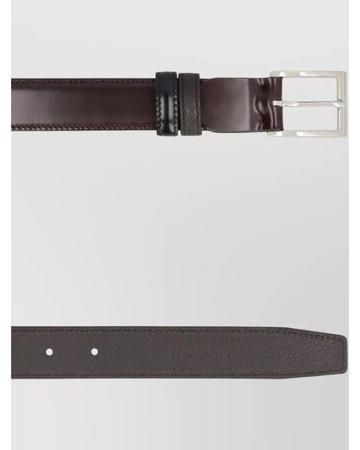 Hogan Black Reversible Leather Belt Adjustable Smooth Buckle for men