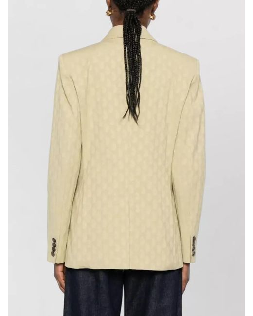 Etro Natural Double-Breasted Fitted Paisley-Print Blazer