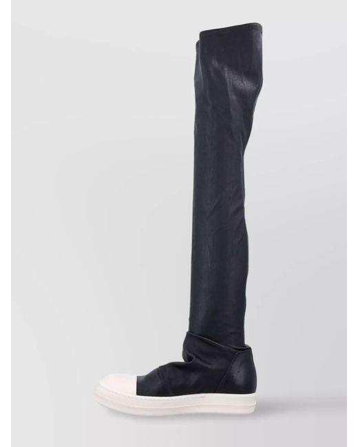 Rick Owens Blue Lamb Leather Hi-Top Sneakers