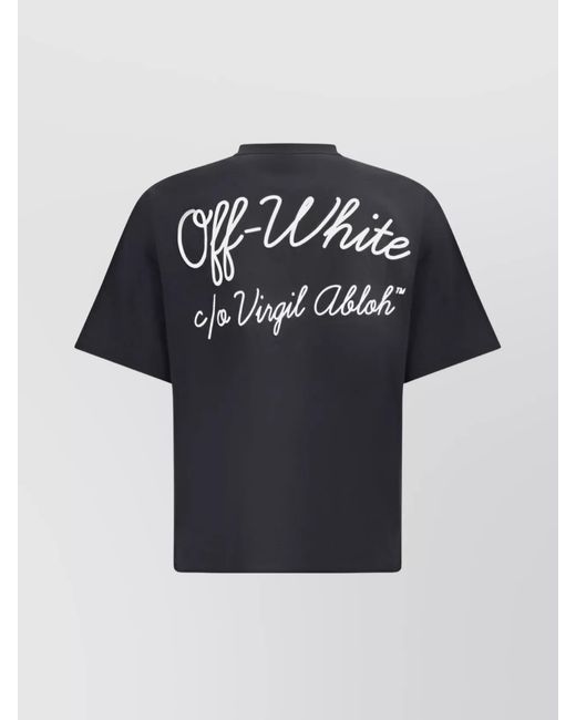 Off-White c/o Virgil Abloh Blue Ribbed Crew Neck Cotton T-Shirt for men