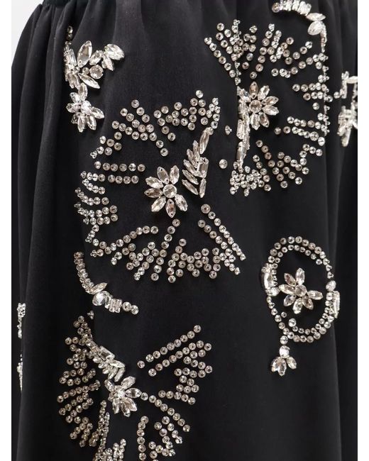 Dries Van Noten Black Samila Rhinestone Skirt Midi Ruffled Hem