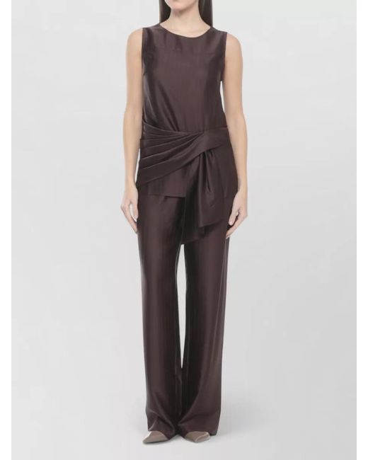 Loulou de Saison Brown Wide Leg Viscose Trousers Striped Draped