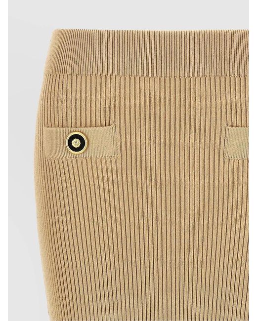 Balmain Natural Ribbed Midi Skirt