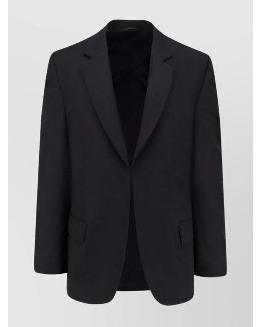 Balenciaga Black Wool Blazer With Peak Lapel And Flap Pockets for men