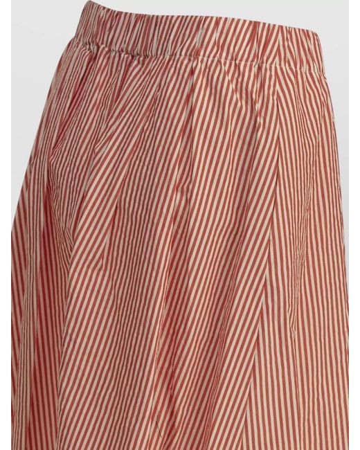Apuntob Pink Pleated Striped Midi Skirt Collection