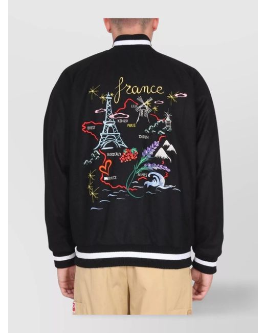 KENZO Black Wool Bomber Jacket for men