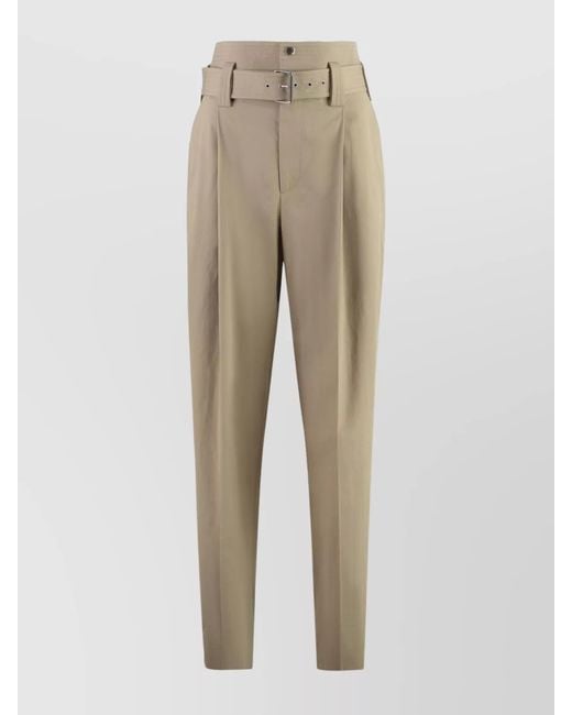 Bottega Veneta Natural High-Rise Wide-Leg Tailored Trousers