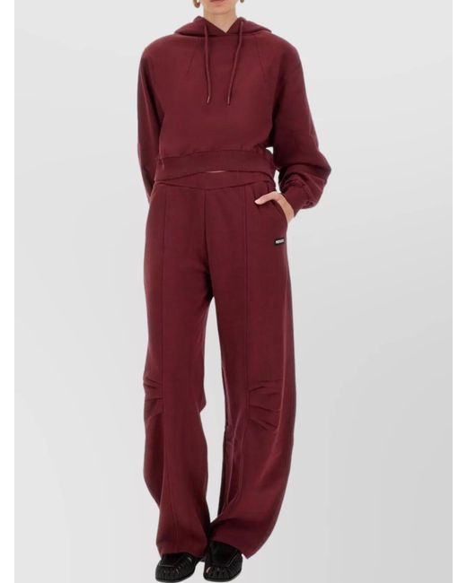 ROTATE BIRGER CHRISTENSEN Red Organic Cotton Relaxed-Fit Wide-Leg Trousers