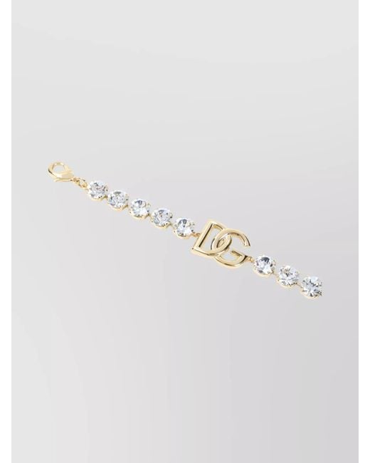Dolce & Gabbana Metallic Elegant Brass And Glass Bracelet For