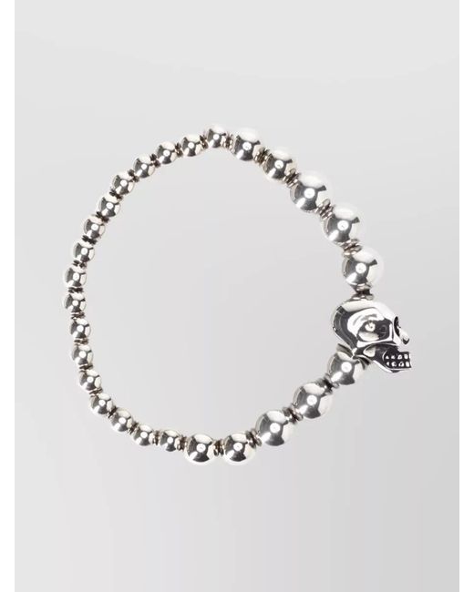McQueen Gray Beaded Bracelet for men