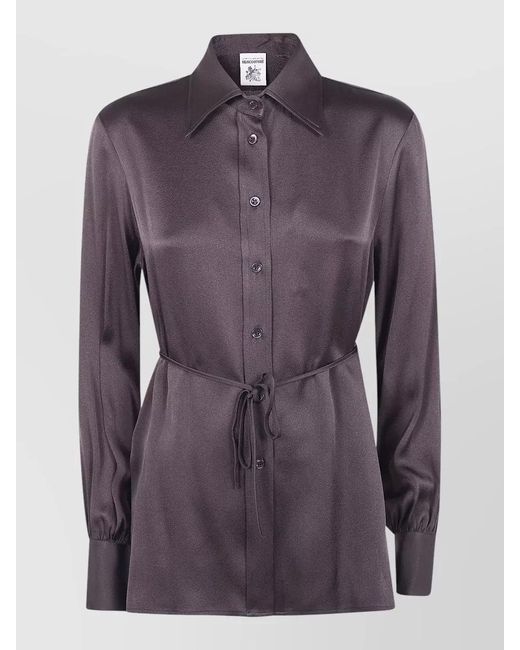 Semicouture Purple Silk Satin Shirt